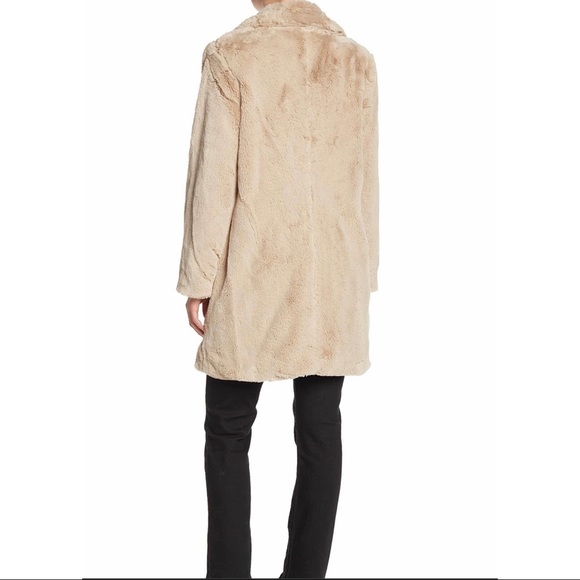 Lucky Brand Size L Tan MISSY Faux Fur Soft Fuzzy Coat - Picture 3 of 10